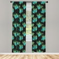 thumbnail image 3 of Ambesonne Tropical Curtains, Exotic Leaves and Plumeria, Pair of 28"x84", Charcoal Grey Multicolor, 3 of 5