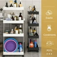 thumbnail image 4 of Deyuer Storage Cart Multifunctional High Capacity Save Space 3/4-Tier Freestanding Storage Movable Floor-Standing Rolling Vertical Shelf for Kitchen,Black, 4 of 8