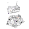 thumbnail image 4 of Tnhcen Women's Halloween Spider Web Pajama Set Cami Top Shorts Sleepwear Cozy Loungewear 2-Piece Outfit S-2XL White, 4 of 6