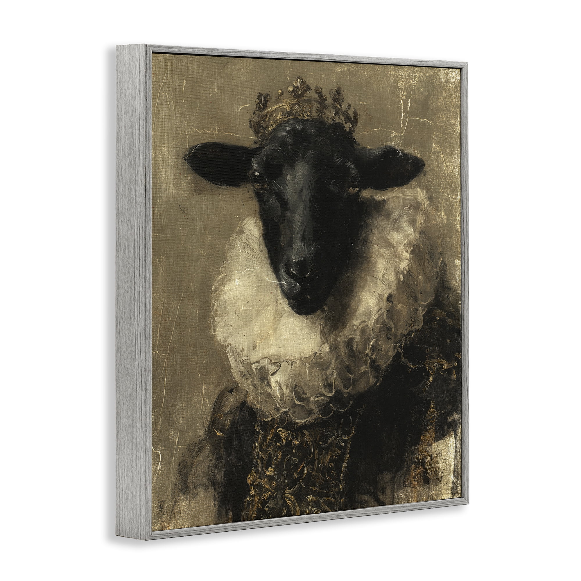 Stupell Industries Noble Ram Portrait Gray Framed Giclee Art, design by Svetlana Aleynikova