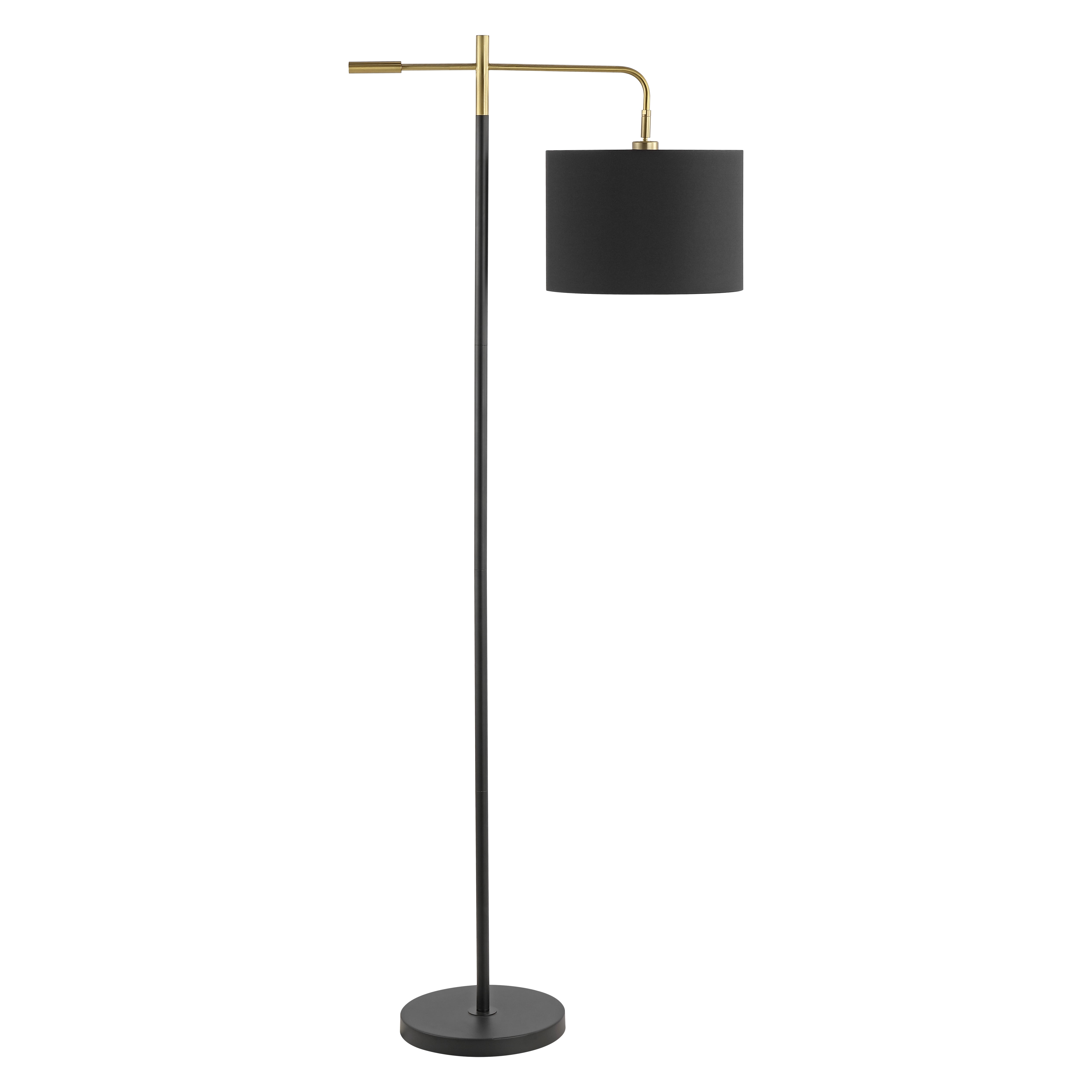 SAFAVIEH Thera 66 in. Modern Black Cotton Floor Lamp with 100% Black Cotton Shade