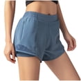 thumbnail image 5 of Sakmal Blue Shorts Women Spandex Running Quick Dry Mid Rise Solid Athletic Shorts with Zip Pockets, 5 of 5