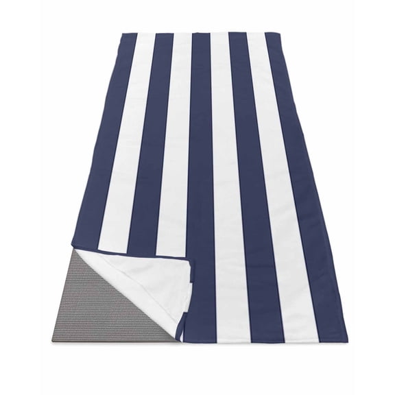 Blue Stripes Yoga Towel for Hot Yoga Non Slip, Simple Blue White Texture Yoga Mat Towel Absorbent Yoga Sweat Towels Microfiber Hot Yoga Blanket for Bikram Pilates 26"x74"