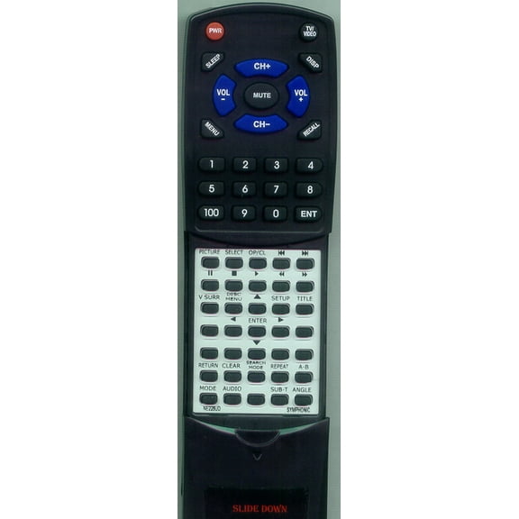 Replacement Remote for SYMPHONIC NE228UD, NE220UD, RTNE228UD, WF20D4, STL20D5, SC520FDG, SC519DD