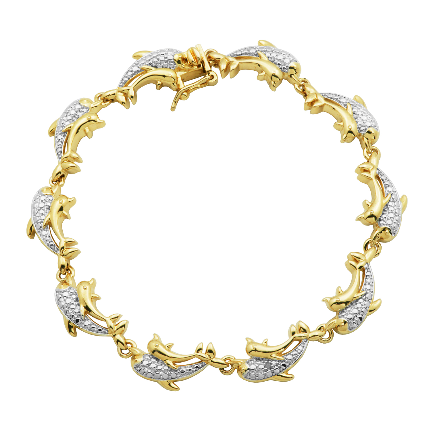 Forever Facets Diamond Accent 3-Piece Bracelet Set in 18k Yellow Gold over Bronze, Adult Female