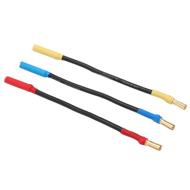 Fugacal Banana Plug Connector Extension Cable,3Pcs 4mm Banana Plug Extension Cable 13cm Length Heat Resistant Banana Plugs Connector Extension Cable Wire For Boats,4mm Banana Plug Extension Cable