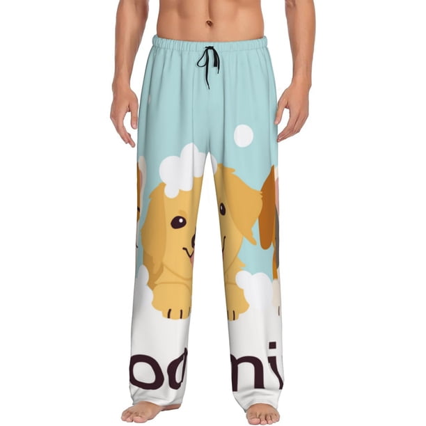 Balery Cute Dog In Bathtub1 Pantalones de pijama para hombre, pijama ultraligero, pantalón de descanso-Medium
