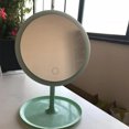 thumbnail image 1 of OULII 1Pack Green Plastic Glass Metal Round Vanity Mirror For Makeup With Led Lighting For Women, 1 of 8