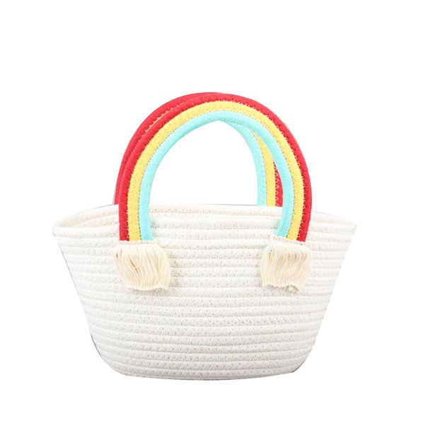 Bolso tejido a mano, bolso tejido con forma de cubo, bolso de hombro arcoíris para tiro en la calle