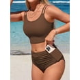 thumbnail image 7 of Sociala Women's Sporty Two Piece Swimsuit Ribbed Tummy Control Bathing Suit with Pockets High Waisted Bikini Sets, 7 of 7