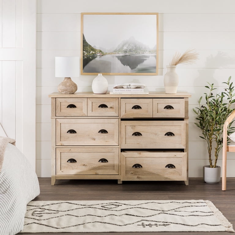 cream and oak dresser SICOTAS Rattan Bedroom Sets 3 Piece Dresser and Nightstand Sets, Modern Oak Rattan 6 Drawer Dresser and 2 Drawer Nightstand for Bedroom