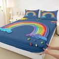 thumbnail image 3 of jejeloiu Cartoon Graffiti Rainbow Twin Sheet Sets,Colorful Oil Painting Bedding For Boys Girls 3-Piece, 3 of 7