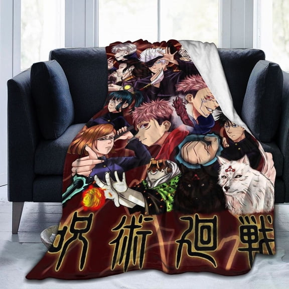 Jujutsu Kaisen Flannel Blanket Funny Ultra-Soft Micro Warm Throw Blanket For Boys Girls Young Adults, Warm Flannel Blanket For Living Room Bedroom Couch Bed 40"X30"