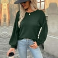 thumbnail image 5 of Timegard Tops for Women Round Neck Puff Long Sleeve Back Crisscross Tshirts Dressy Casual Loose Tops, 5 of 6