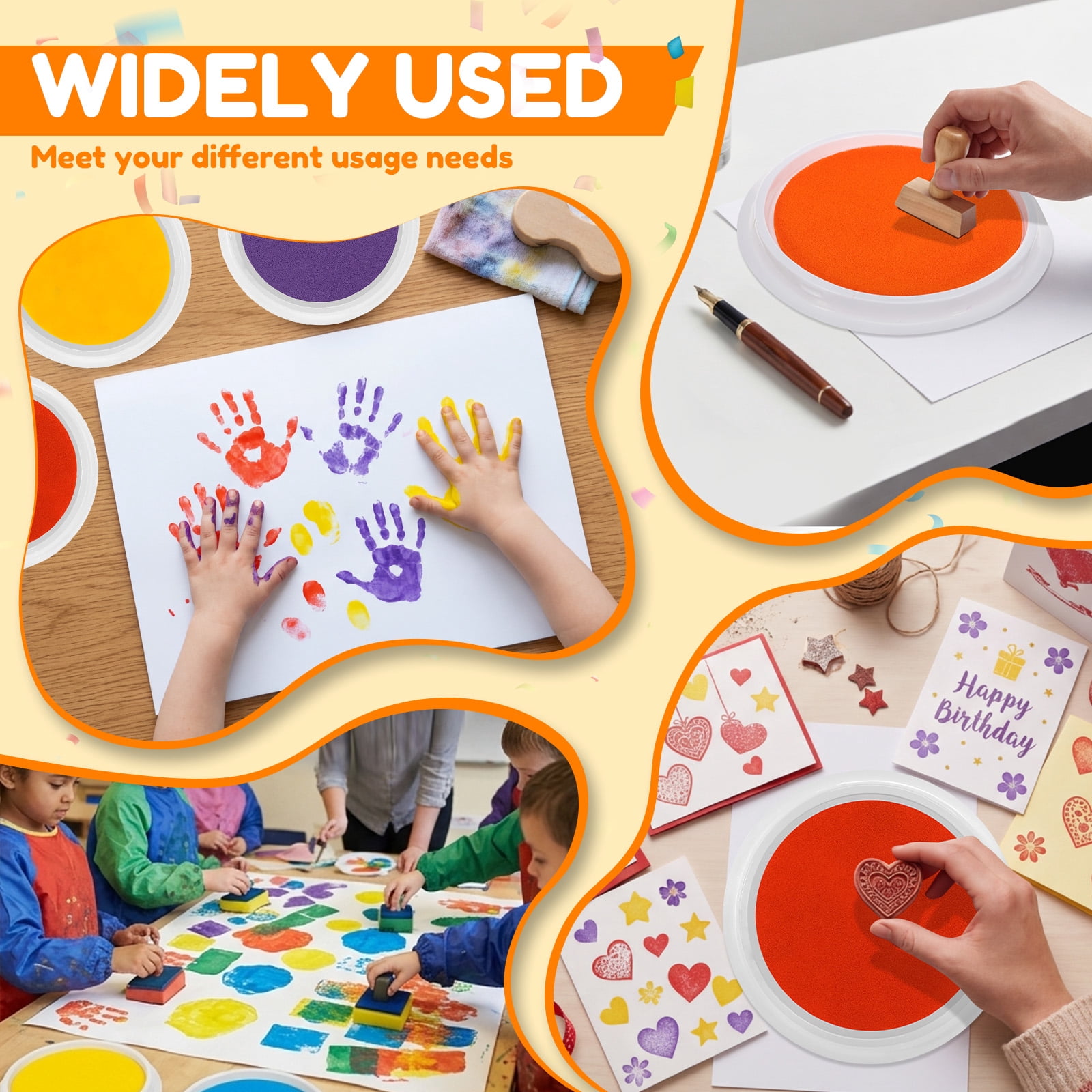 12Pcs 18cm Large Round Ink Pad for Stamping 12 Color Washable Stamp Pad Vibrant Ink Craft Mat for Home School Classroom