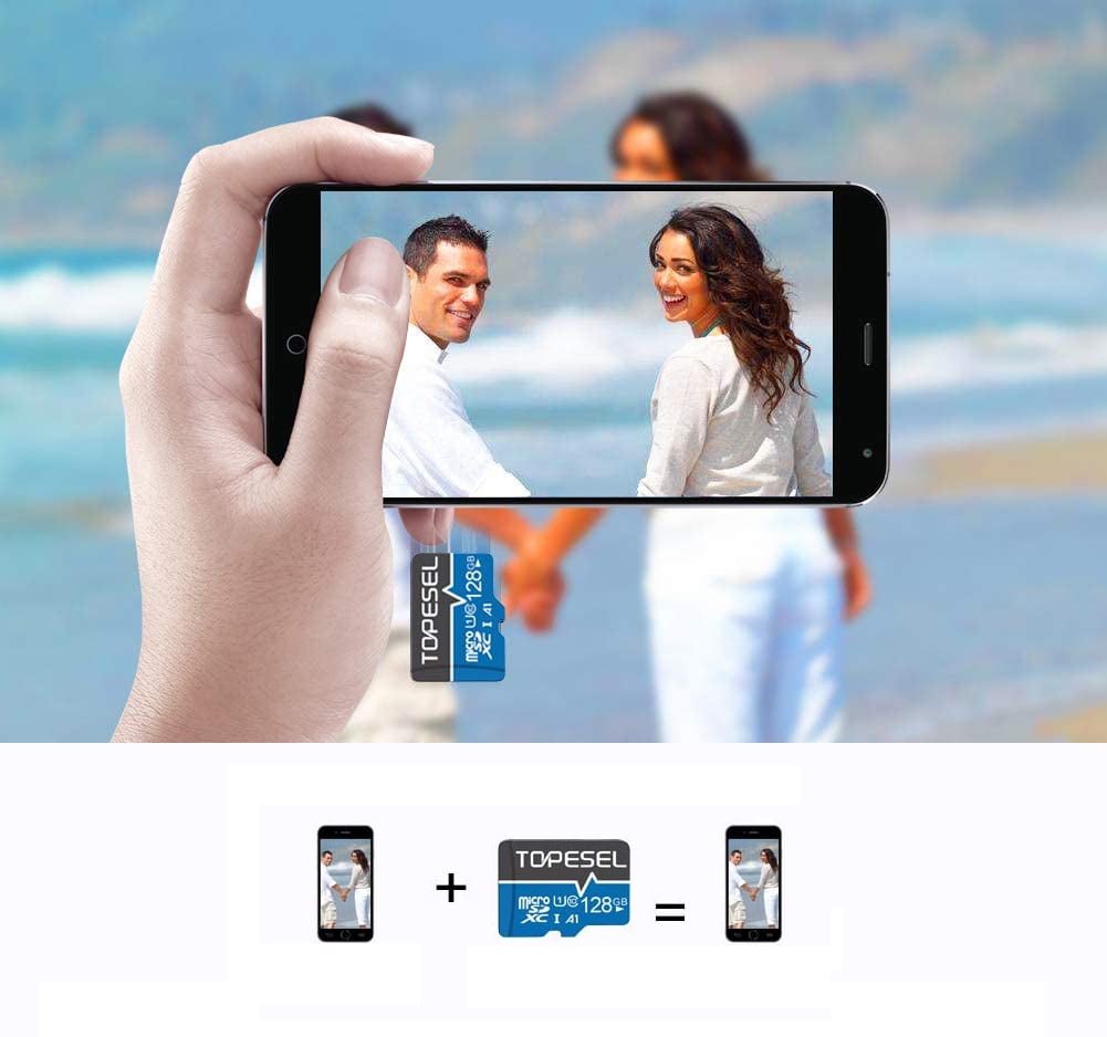 Topesel 128GB Micro SDXC Flash Memory Card with Adapter