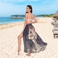 thumbnail image 6 of FORMRS Womens Long Sarong Beach Wrap Semi-Sheer Bikini Skirt Bathing Swimsuit Cover Up, Skeleton with Flowers Pattern, 6 of 7