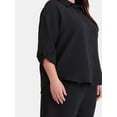 thumbnail image 4 of Just My Size Women's Plus Size Gauze Button Front Shirt and Pull On Shorts Set, 2-Piece, Sizes 0X-4X, 4 of 4