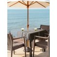 thumbnail image 3 of Outdoor Tablecloth with Umbrella Hole for Patio/Picnic/Party/Camping, Aqua Floral Waterproof Table Cloth Square Cover Washable, Modern Farmhouse Leaves Brown Striped (60"x 60"), 3 of 8