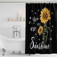 thumbnail image 4 of Yellow Sunflower Waterproof Fabric Shower Curtain,Summer Flower Bee Sunshine Black Waterproof Fabric Shower Curtain for Bathroom Curtains Bathtubs Hotel Shower Curtains with 12 Hooks Standard 72x72, 4 of 8