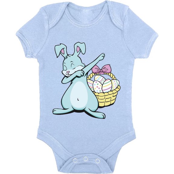 Easter Bodysuit - Dabbing Easter Bunny Graphic Short Sleeve Body for Kids Boys Girls Holiday Easter Outfit