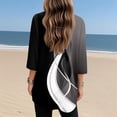thumbnail image 4 of WTOBBY Women's Fashion Casual Retro Geometric Print V-Neck Mid-Length Tunic Tops with Pockets, 3/4 Sleeve Blouses, Daily Use Comfort Shirt,Black L, 4 of 5