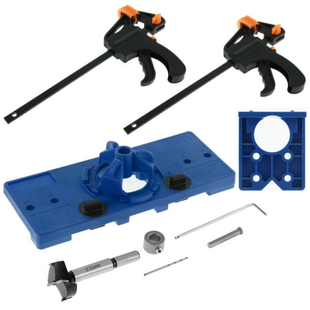 

35mm Hinge Drilling Jig Kit High Precision Concealed Hinge Jig Boring Hole Drill Guide Locator Professional Woodworking Hole Saw Jig Drill Bits Tool Set for Concealed Cabinet Door Hinges