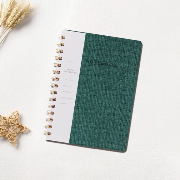 A5 PU Leather Spiral Notebook, 160 Pages Wide Ruled Journal with Inner Pocket, Twin-Wire Binding for Office Home (Light Green)