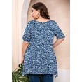 thumbnail image 6 of SHOWMALL Plus Size Blouse for Women Summer Tunic Tops Short Sleeve Navy Blue Vertical Floral 4X Swing Tee Crewneck Clothes Flowy Shirt for Leggings, 6 of 6