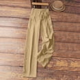 thumbnail image 7 of Lumtrix Flowy Linen Pants for Women Wide Leg Low Rise Trousers with Elastic Waist Casual Pants with Pockets for Beach Travel Khaki 2XL, 7 of 7