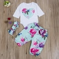 thumbnail image 4 of Bébé 3PCS Manches Longues Romper Long Floral Pantalon Arc Bande de Cheveux Ensemble, 4 of 10