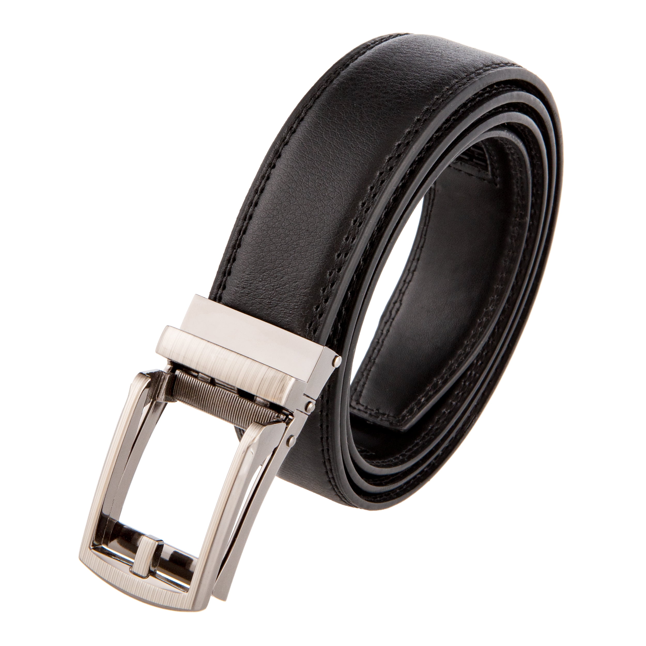 New Man's Leather Casual Comfort Dress Belt Automatic Double Stitch Click Buckle 