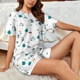 thumbnail image 4 of Gukieu Cartoon House Car Print Women's Short-sleeved Pajama Set, Round Neck Button Top Elastic Shorts 2-piece Set, Summer Home Leisure Clothing-X-Large, 4 of 6