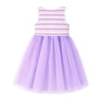 thumbnail image 6 of HILEELANG Toddler & Little Girls Striped Ribbed Tulle Dress, Lavender Sleeveless Twirl Party Dress, 2T-7T, 6 of 10