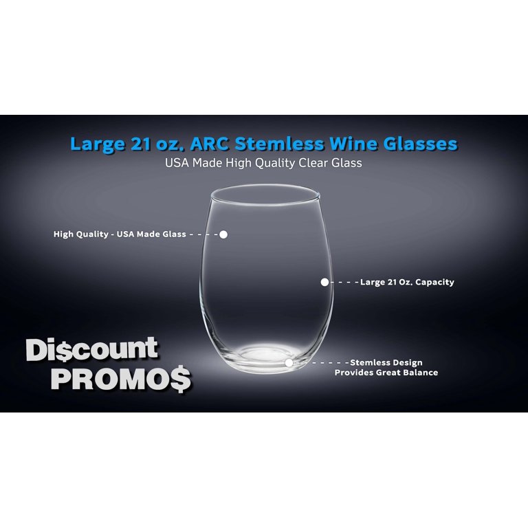 DISCOUNT PROMOS Shatterproof Clear Stemless Wine Glasses Set, 21 oz, 10  Piece - Walmart.com