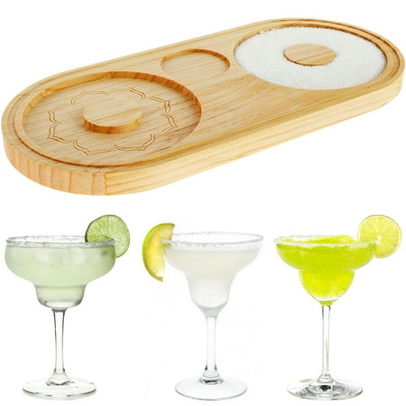 

Margarita Salt Rimmer Reusable Bamboo Sugar Salt Rimmer with Double Plate Bar Glass Rimmer Salt Box Spice Container Bartender Tool for Cocktail and Margarita