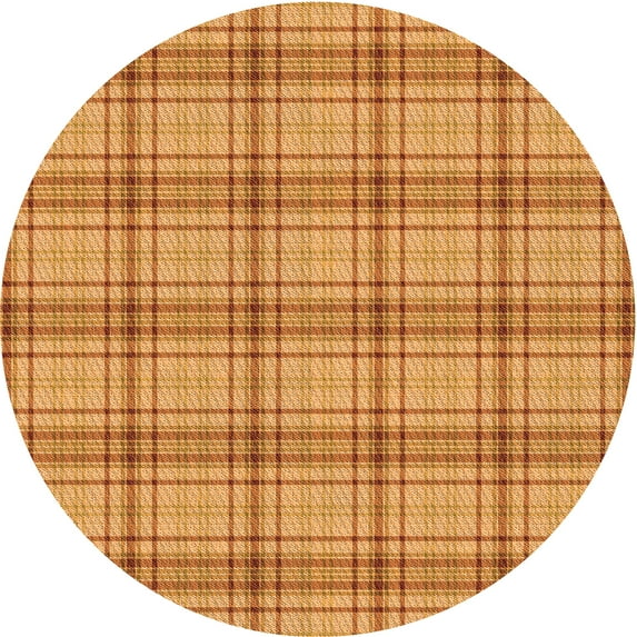 Ahgly Company Indoor Round Patterned Beer Orange Area Rugs, 4' Round