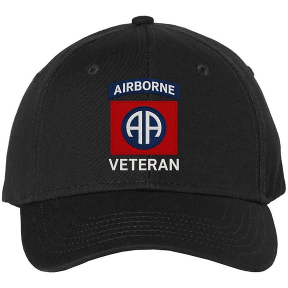 82nd Airborne U.S. Veteran Embroidered Baseball Cap | USA Army Military 100% Cotton Adjustable Unisex Dad Hat (Black)