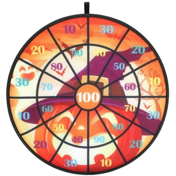 Dartboard Game Set for Kids, Pumpkin Themed 13.7" Double-Sided Board, with 6 Sticky Balls Included, Perfect for Party or Game Night