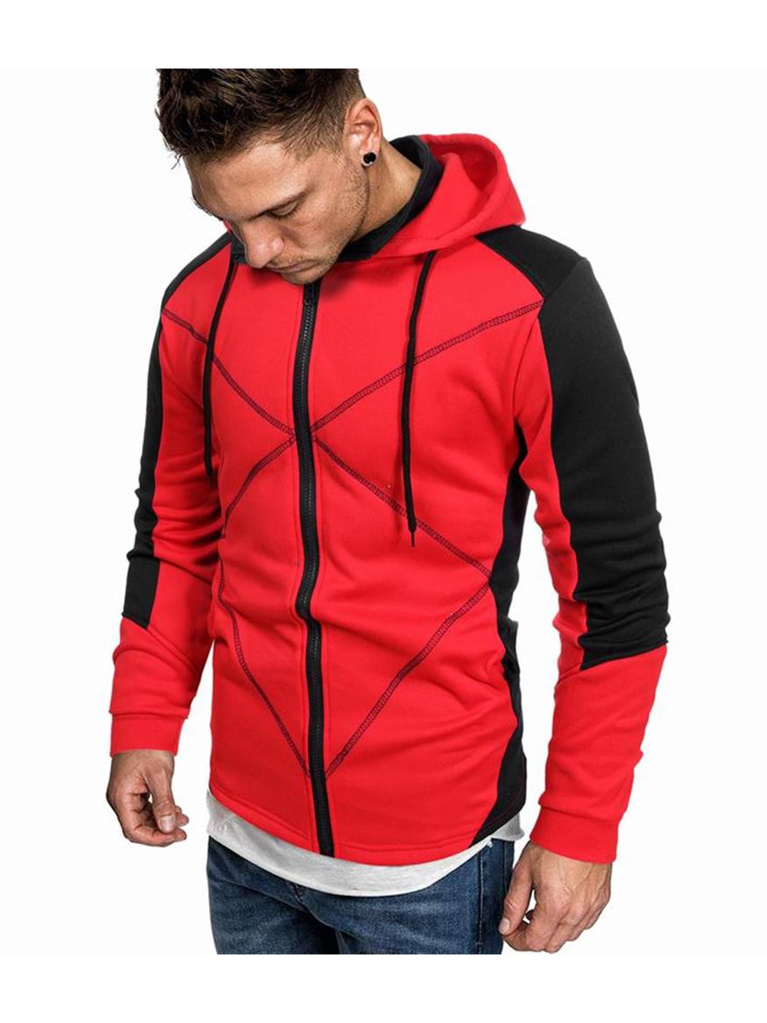 FEIMEN Men's Long Sleeve Colorblock Zip Up Hoodie Jackets Sports Drawstring  Slim Fit Hooded Sweatshirt Autumn Casual Comfy Outwear Coat Size M-3XL -  Walmart.com