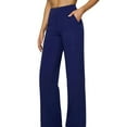 thumbnail image 2 of Yoga Pants Women Wide Leg Pants with Pockets High Waist Stretch Dress Casual Sweatpants Royal Blue L, 2 of 6