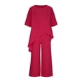 thumbnail image 3 of RKSTN Lounge Ensembles pour Femmes Ensembles en Lin Flammé pour Femmes 2 Pcs Col Ras du Cou Manches Courtes Coupe Ample Ensembles Décontractés, 3 of 7