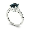 thumbnail image 2 of Solitaire with Accents Engagement Ring for Women - 2.21ct Natural London Blue Topaz in 14K White Gold Promise Ring, 2 of 6