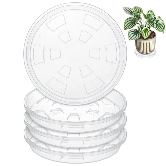Uxcell 4-Pack Plant Saucer, 7.09 Inch/18 cm Plastic Plant Trays for Water Drainage and Protection/Pots, Flowerpot Drip Tray [Transparent]