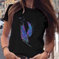 thumbnail image 2 of Mikilon Chemise à Imprimé Plumes pour Femmes et Filles, Manches Courtes, Blouse, 2 of 7