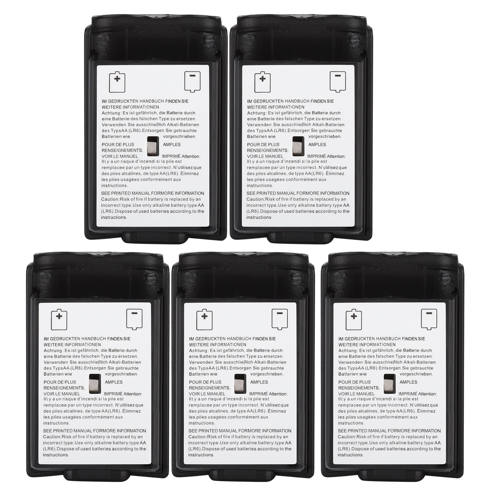 Falleo Clearance 5 PCS Universal Replacement Battery Shell Case Cover Kit for XBOX 360 Controller (Black)