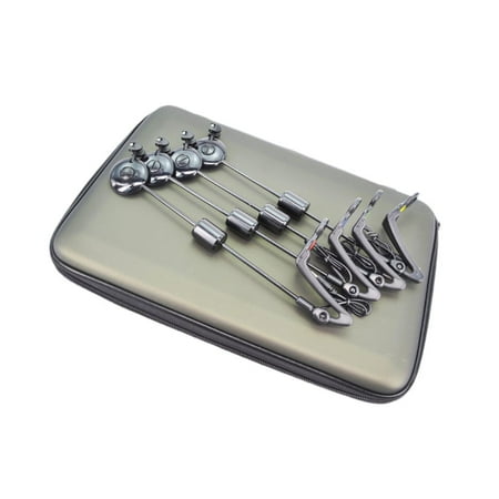 figatia 4 Pieces Carp Fishing Swingers Fishing Tackle with Carry Box Fishing Drop Off Indicator Fishing Accessories for Night Fishing Black