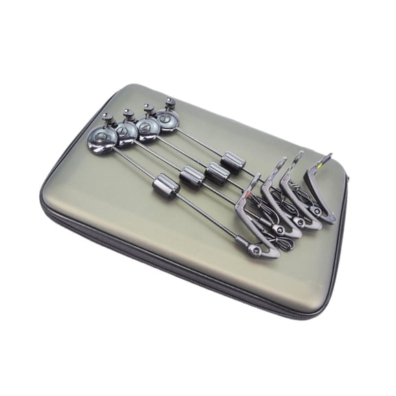 figatia 4 Pieces Carp Fishing Swingers Fishing Tackle with Carry Box Fishing Drop Off Indicator Fishing Accessories for Night Fishing Black