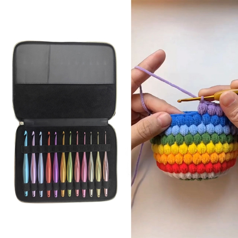 Zecic 12Pcs Aluminum Crochet Hook Needle 3.0mm-10mm Metal Crochet Hook Knitting Tool