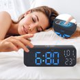 thumbnail image 3 of REGALWOVEN Small Dual Alarm Clock for Bedroom, Dimmable, DST, Snooze,12/24H, Alarms with Indoor Temperature, Decorate for Bedroom 6.7 x 2.4 x 1.2 inch Black Blue, 3 of 6